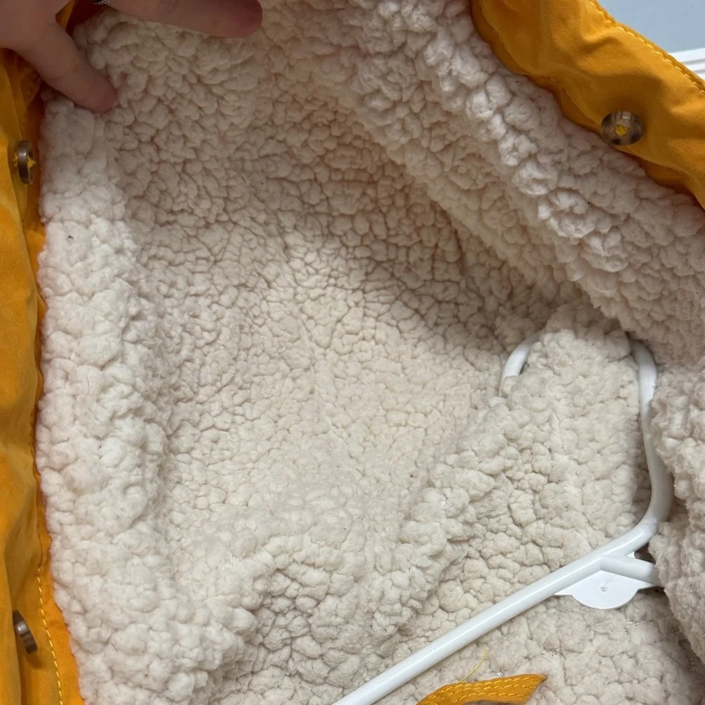 Abercrombie & Fitch Coat Womens Medium Yellow Full Zip Sherpa Lined Parka‎